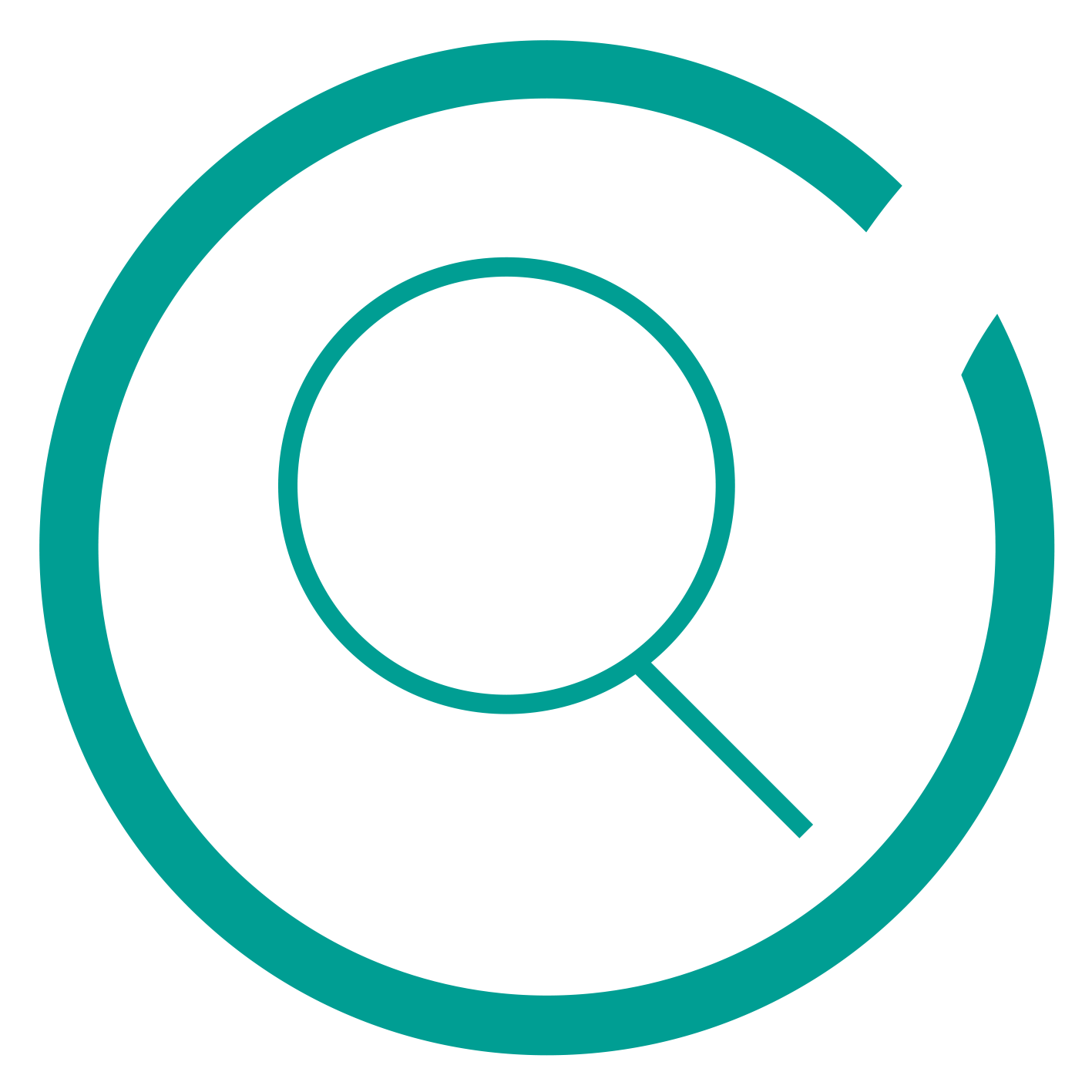 Graphic in a circle of a magnifying glass