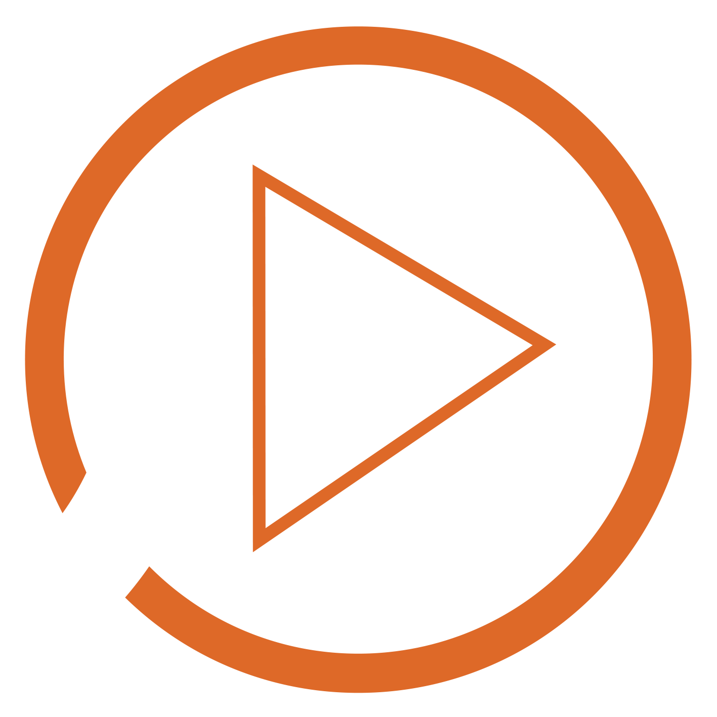 Icon in a circle of the play arrow symbol