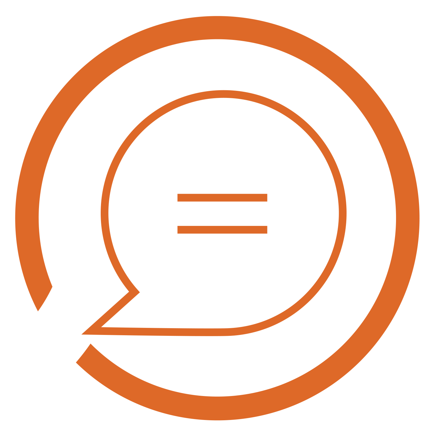 Outline graphic of a speech bubble in a circle